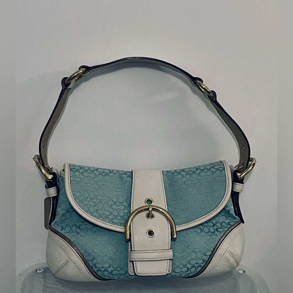 Coach White and Blue Shoulder Bag